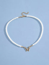 Pearl Butterfly Pendant Collar Necklace